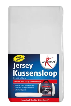 Aanbieding Lucovitaal zij-lig kussensloop jersey (110x22x10cm)