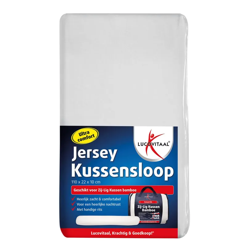 Aanbieding Lucovitaal zij-lig kussensloop jersey (110x22x10cm)