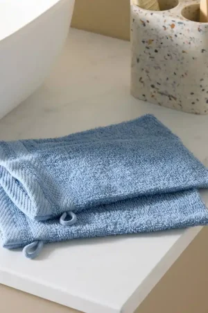 Laatste Versie W washand basic lichtblauw (set van 2) (15x20 cm)