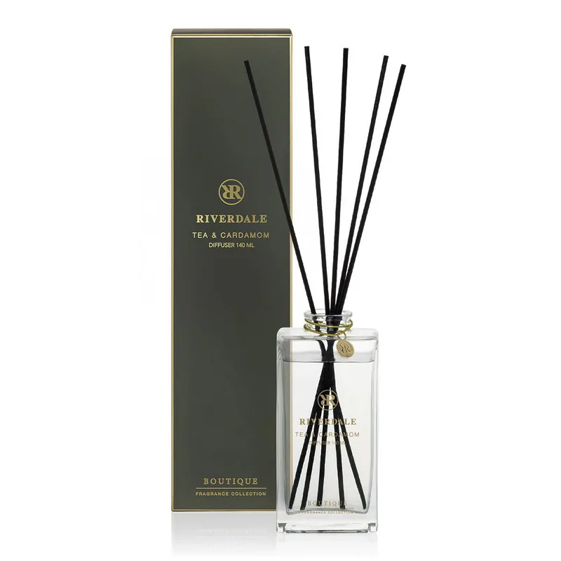 Hoge Kwaliteit Riverdale geurstokjes Boutique - Tea & Cardamom groen - 140 ml