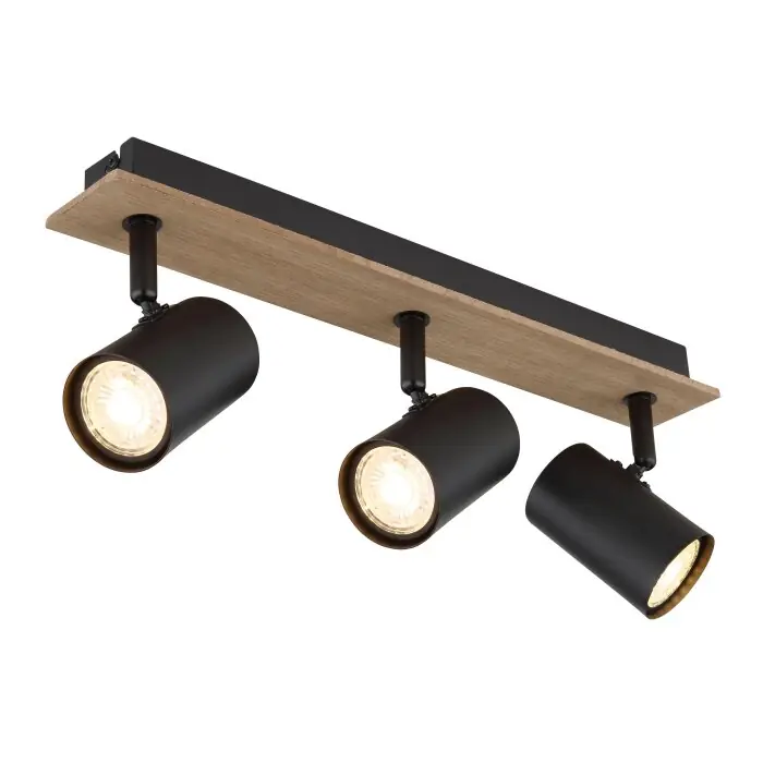Uitverkoop Globo Linca Plafondlamp, Plafondspot, Wandlamp, Muurspot Natuurlijke kleuren, Zwart, 3-lichts