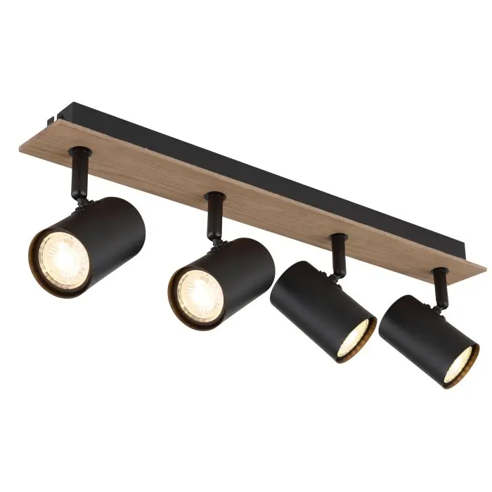 Goedkoop Globo Linca Plafondlamp, Plafondspot, Wandlamp, Muurspot Natuurlijke kleuren, Zwart, 4-lichts