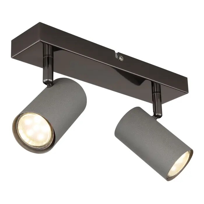 Finale Uitverkoop Globo Robby Plafondlamp, Plafondspot, Wandlamp, Muurspot Chroom, Zwart, 2-lichts