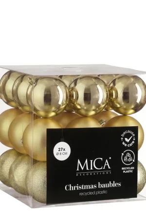 Gratis Retour Mica Decorations Kerstballen onbreekbaar goud - 27 stuks (ø8 cm)