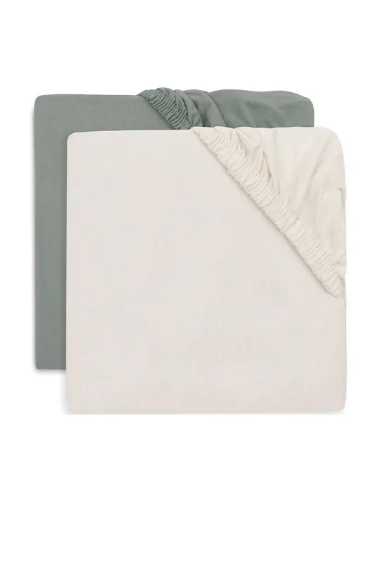 Jollein jersey wieg hoeslaken Sea Green/Ivory - groen/ecru (set van 2) Actieprijs