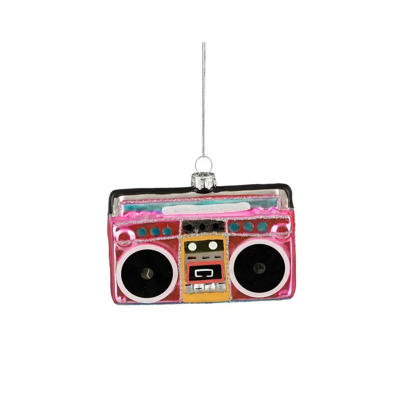 Laatste Kans Mica Decorations kerstornament radio - glas - roze