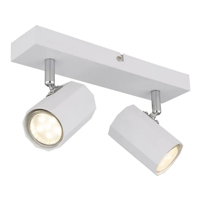 Beperkte Voorraad Globo James Plafondlamp, Plafondspot, Wandlamp, Muurspot Wit, 2-lichts