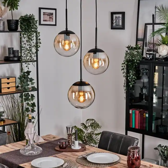 Gastor Hanglamp, Kogellampje Amber, Duidelijk, 3-lichts Seizoensaanbieding