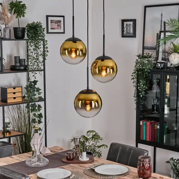 Dagaanbieding Gastor Hanglamp, Kogellampje 30 cm Goud, Duidelijk, 3-lichts