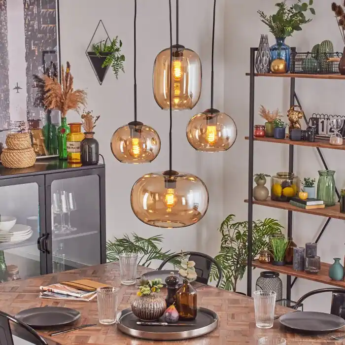 Apedo Hanglamp, Kogellampje, Hanglamp Amber, 4-lichts Laatste Kans