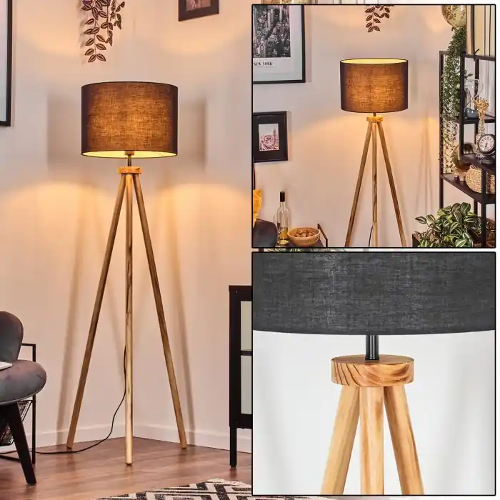 Bassagoda Staande lamp Natuurlijke kleuren, Zwart, 1-licht Snelle Levering