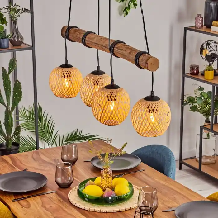 Snelle Levering Basto Hanglamp, Kogellampje, Hanglamp Natuurlijke kleuren, Zwart, 4-lichts