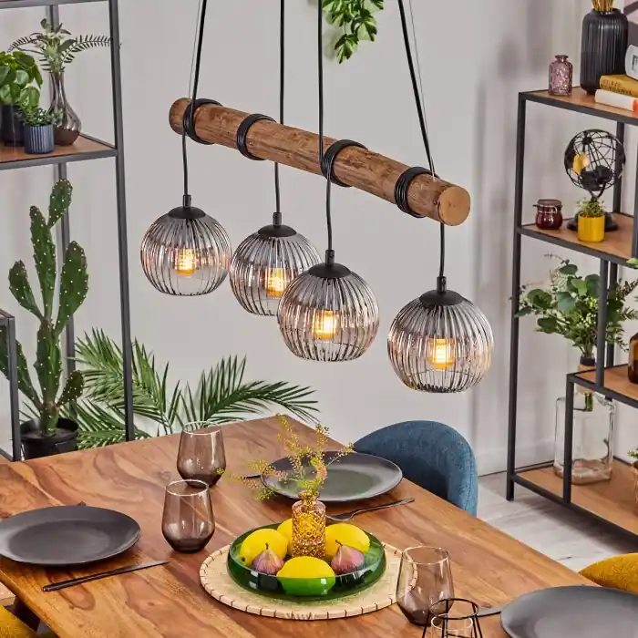 Koyoto Hanglamp, Kogellampje, Hanglamp Natuurlijke kleuren, Zwart, 4-lichts Direct Verzonden