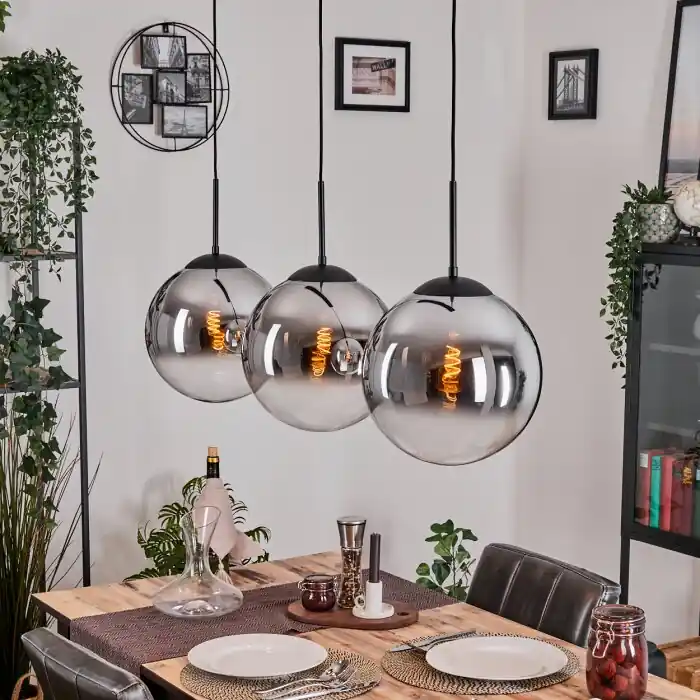 Gastor Hanglamp, Kogellampje, Hanglamp Chroom, Duidelijk, Rookkleurig, 3-lichts Gratis Retour