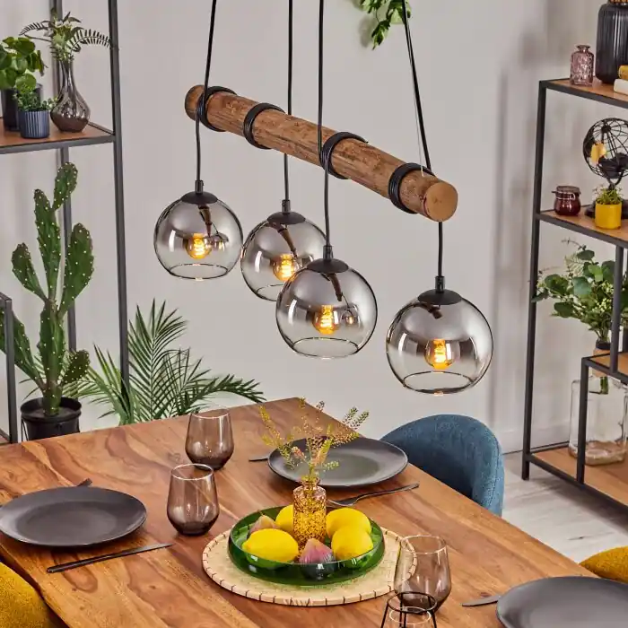 Finale Uitverkoop Koyoto Hanglamp, Kogellampje, Hanglamp Natuurlijke kleuren, Zwart, 4-lichts