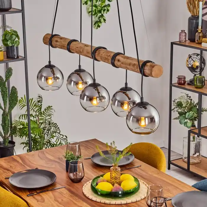 Voordeelprijs Koyoto Hanglamp, Kogellampje, Hanglamp Natuurlijke kleuren, Zwart, 5-lichts