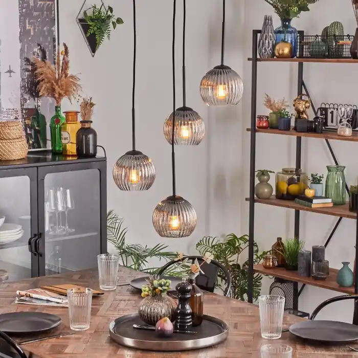 Koyoto Hanglamp, Kogellampje, Hanglamp Duidelijk, Rookkleurig, 4-lichts Superprijs