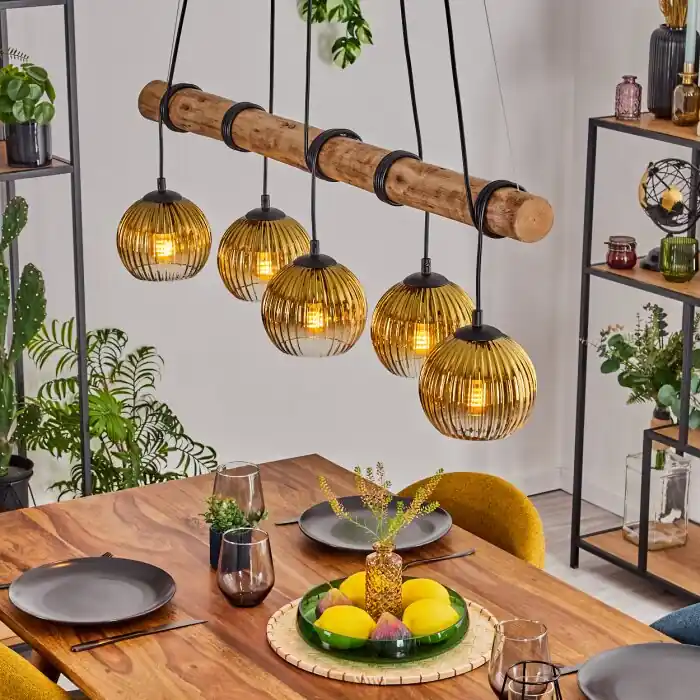 Koyoto Hanglamp, Kogellampje, Hanglamp Natuurlijke kleuren, Zwart, 5-lichts Superprijs