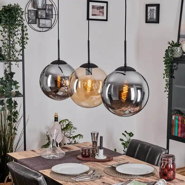 Gastor Hanglamp, Kogellampje, Hanglamp Amber, Rookkleurig, 3-lichts Speciale Aanbieding