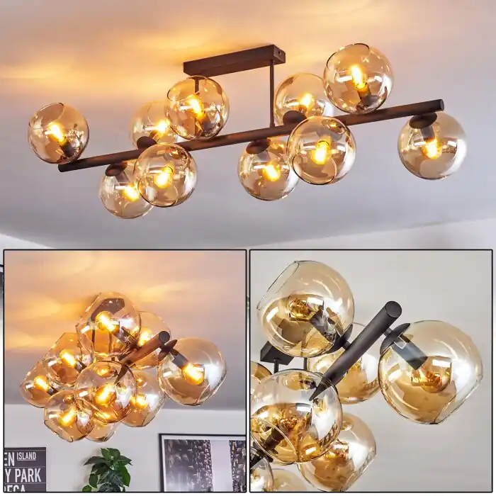 Must-Have Koyoto Plafondlamp, Kogellampje Amber, 10-lichts