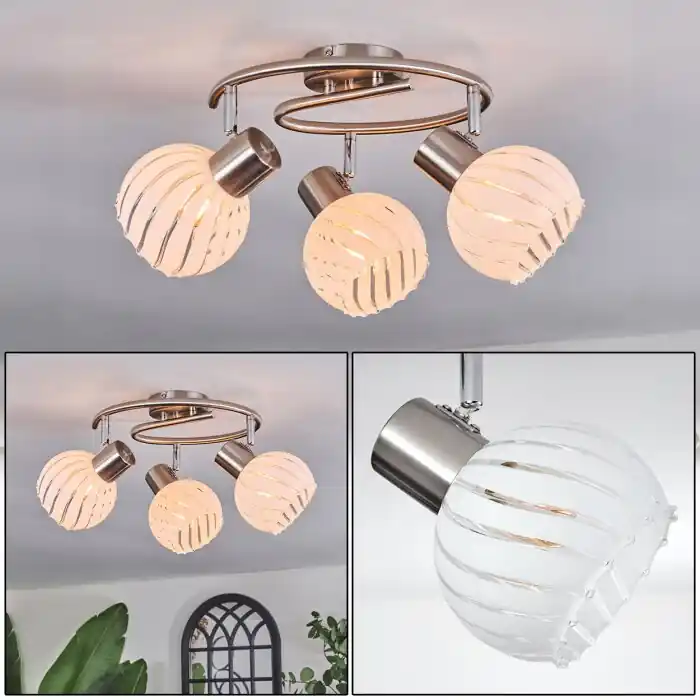 Superprijs Dysted Plafondlamp, Kogellampje Nikkel mat, 3-lichts