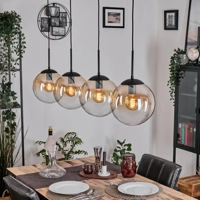 Finale Uitverkoop Gastor Hanglamp, Kogellampje, Hanglamp Amber, Duidelijk, 4-lichts