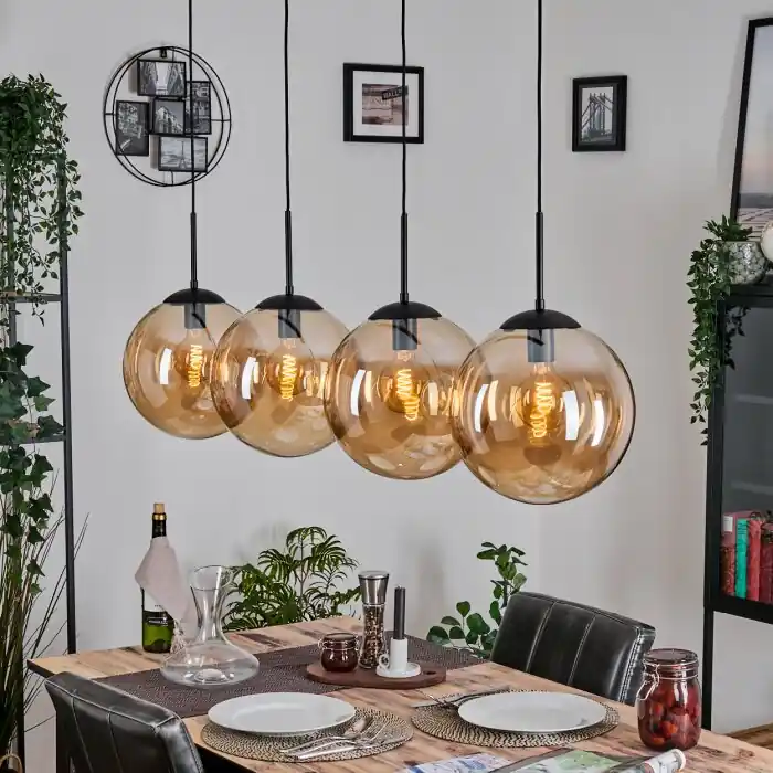 Koopje Gastor Hanglamp, Kogellampje, Hanglamp Amber, 4-lichts