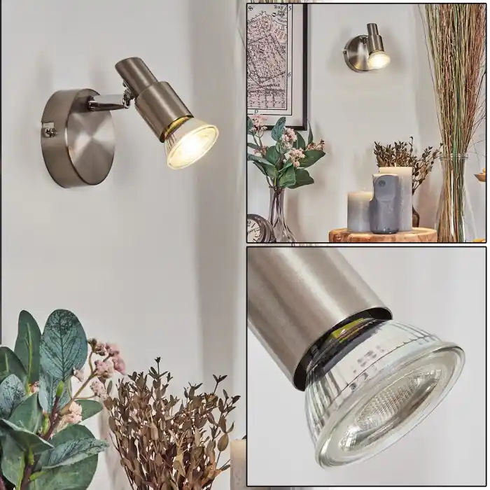 Korting Gropptorp Wandlamp, Muurspot Nikkel mat, 1-licht