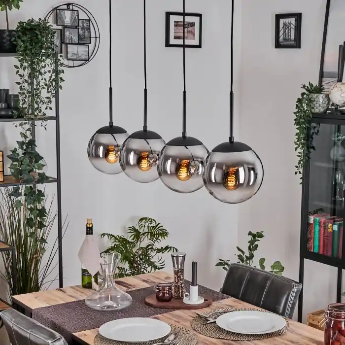 Betrouwbaar Gastor Hanglamp, Kogellampje, Hanglamp Chroom, Rookkleurig, 4-lichts