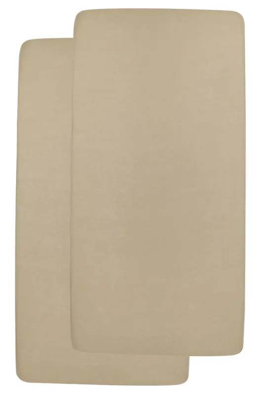 Superprijs Meyco katoenen junior hoeslaken - 70x140/150 cm taupe (set van 2)