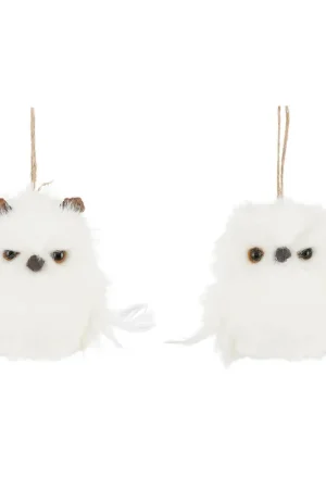 Koop Online Mica Decorations kerstrnament uil - wit (2 stuks)