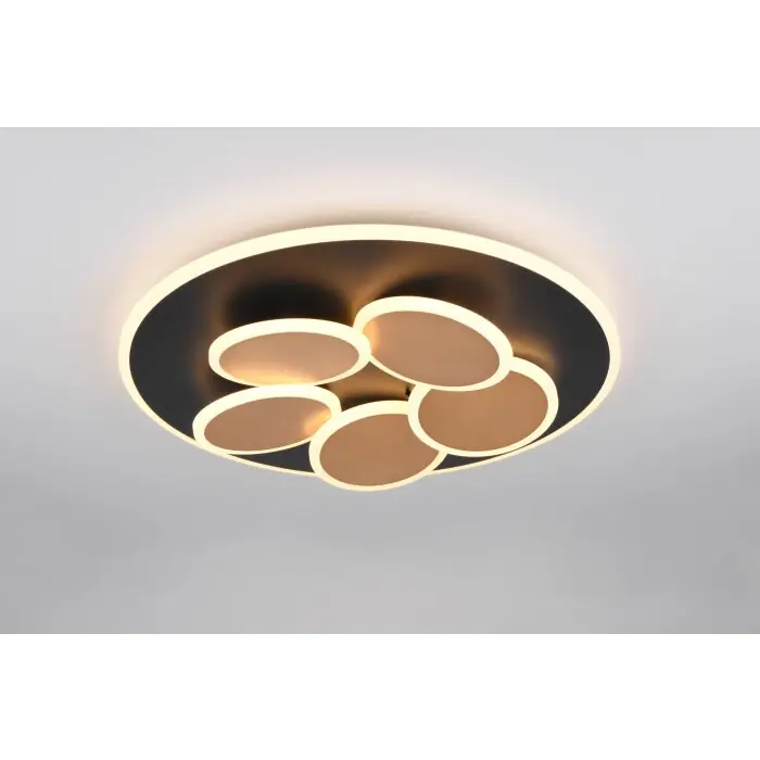 Gecertificeerd Trio verlichting Mandala Plafondlamp LED Zwart-Goud, 1-licht, Afstandsbediening