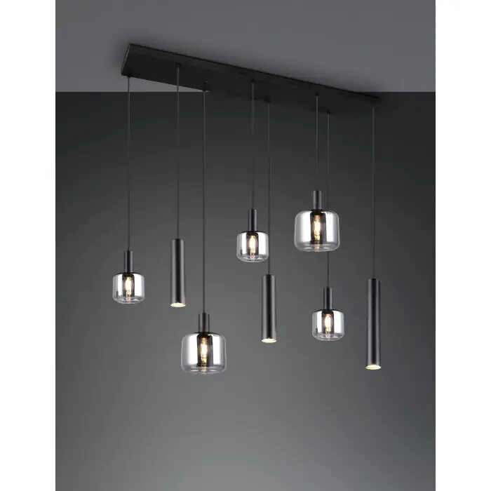 Bestseller Trio verlichting Mataro Hanglamp Zwart, 8-lichts