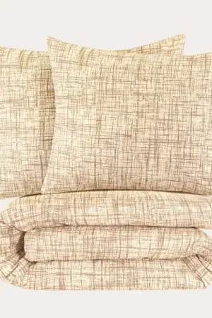 Aanbieding NOUS Living katoenen dekbedovertrek lits-jumeaux beige (240x220 cm)