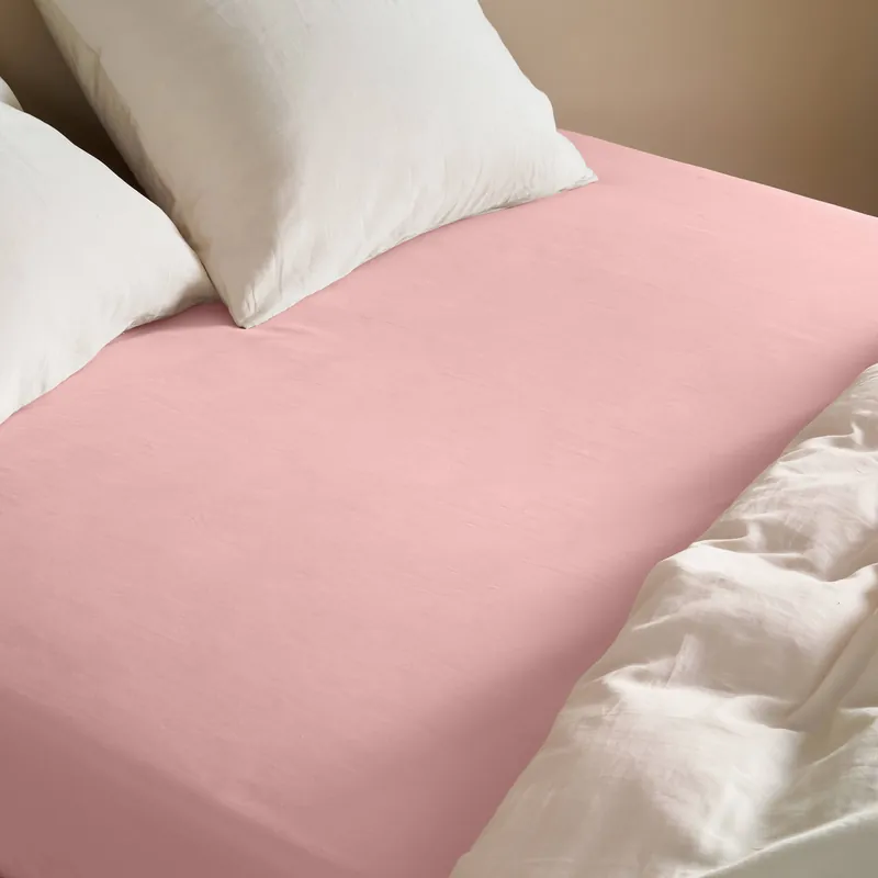 NOUS Living katoen satijnen hoeslaken - roze Seizoensaanbieding