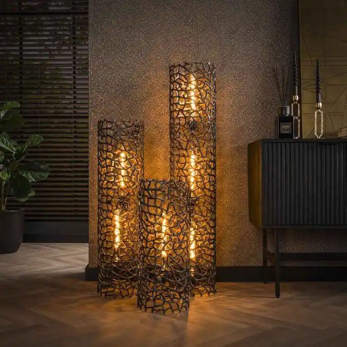 Actieprijs Cortecega Staande lamp Zwart, 3-lichts