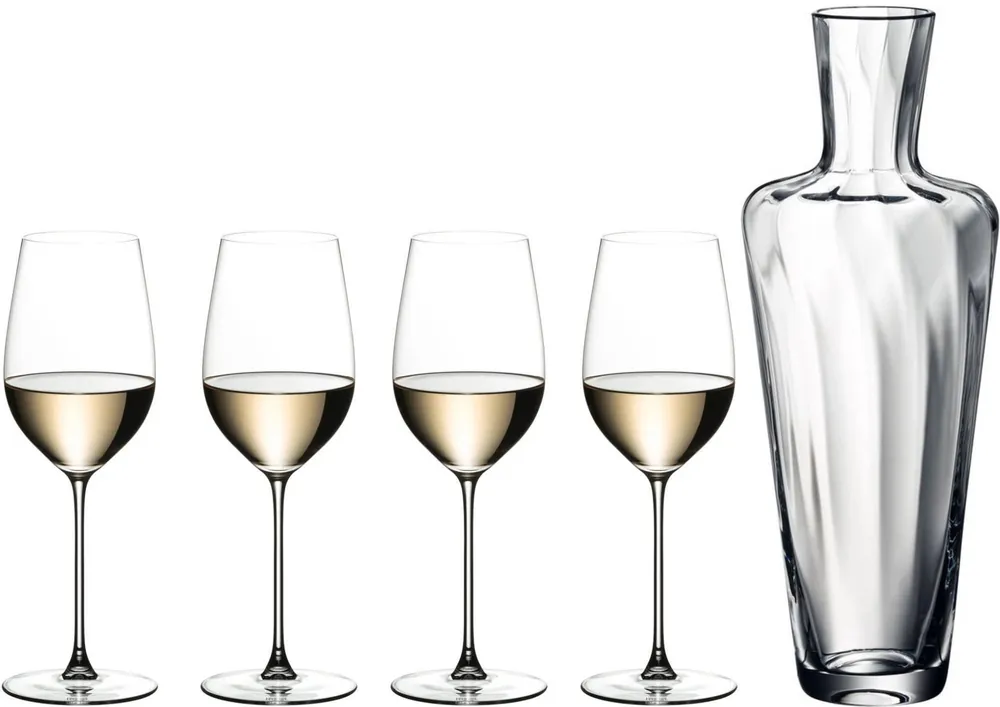 Favoriet Riedel Wijnglazenset - Witte Wijnglazen - Veritas - Rieseling / Zinfandel + Wine Friendly Decanter