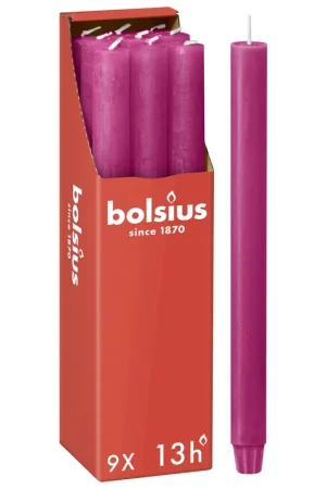 Bolsius dinerkaars Rustiek roze (Ø2,3x27 cm) (set van 9) Must-Have