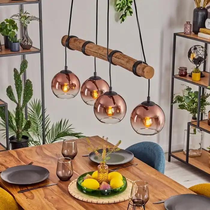 Finale Uitverkoop Koyoto Hanglamp, Kogellampje, Hanglamp Natuurlijke kleuren, Zwart, 4-lichts