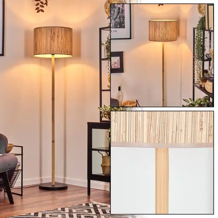 Snelle Levering Bongal Staande lamp Natuurlijke kleuren, Zwart, 1-licht