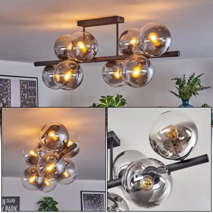 Nu Kopen Gastor Plafondlamp, Kogellampje Duidelijk, Rookkleurig, 8-lichts