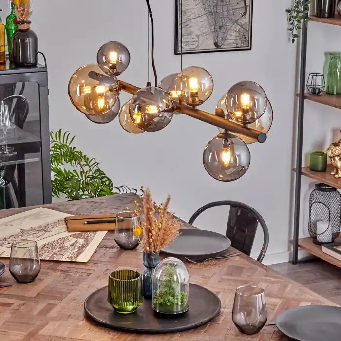 Chehalis Hanglamp, Kogellampje, Hanglamp Amber, Rookkleurig, 10-lichts Must-Have
