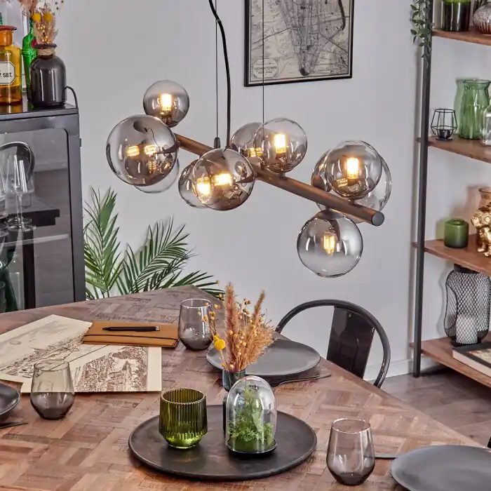 Chehalis Hanglamp, Kogellampje, Hanglamp Duidelijk, Rookkleurig, 10-lichts Shop Nu