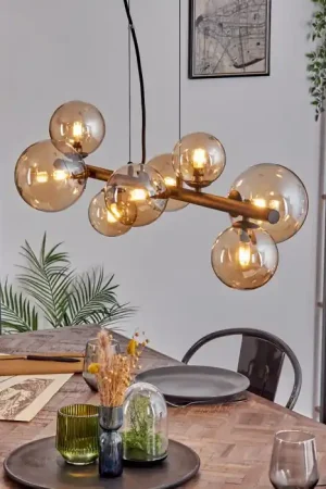 Aanbieding Chehalis Hanglamp, Kogellampje, Hanglamp Amber, 8-lichts