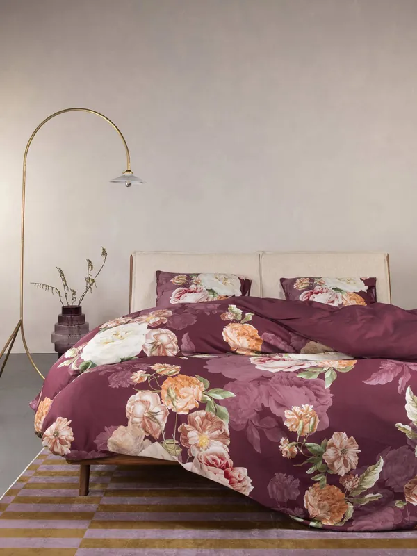 Meest Verkocht Essenza katoen-satijnen gebloemd lits-jumeaux dekbedovertrek 260x200 cm - mauve wine