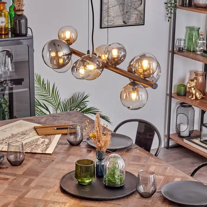 Uitverkoop Chehalis Hanglamp, Kogellampje, Hanglamp Amber, Duidelijk, Rookkleurig, 10-lichts