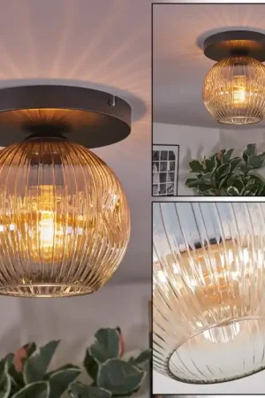 Ripoll Plafondlamp, Kogellampje Amber, Duidelijk, 1-licht Favoriet