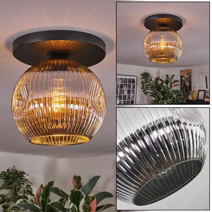 Beperkt Aanbod Ripoll Plafondlamp, Kogellampje Chroom, Rookkleurig, 1-licht