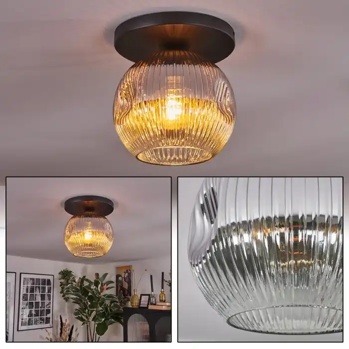 Nieuw Ripoll Plafondlamp, Kogellampje Chroom, Duidelijk, Rookkleurig, 1-licht