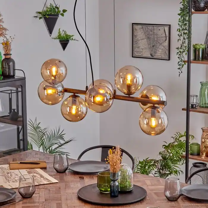 Gastor Hanglamp, Kogellampje, Hanglamp Amber, 8-lichts Populair